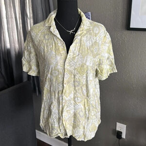 Green and White Zara Button Up